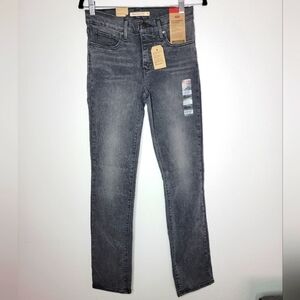 Levi's 314 Shaping Straight Women Gray Jeans Mid Rise Hypersoft Size 26x32 (1)
